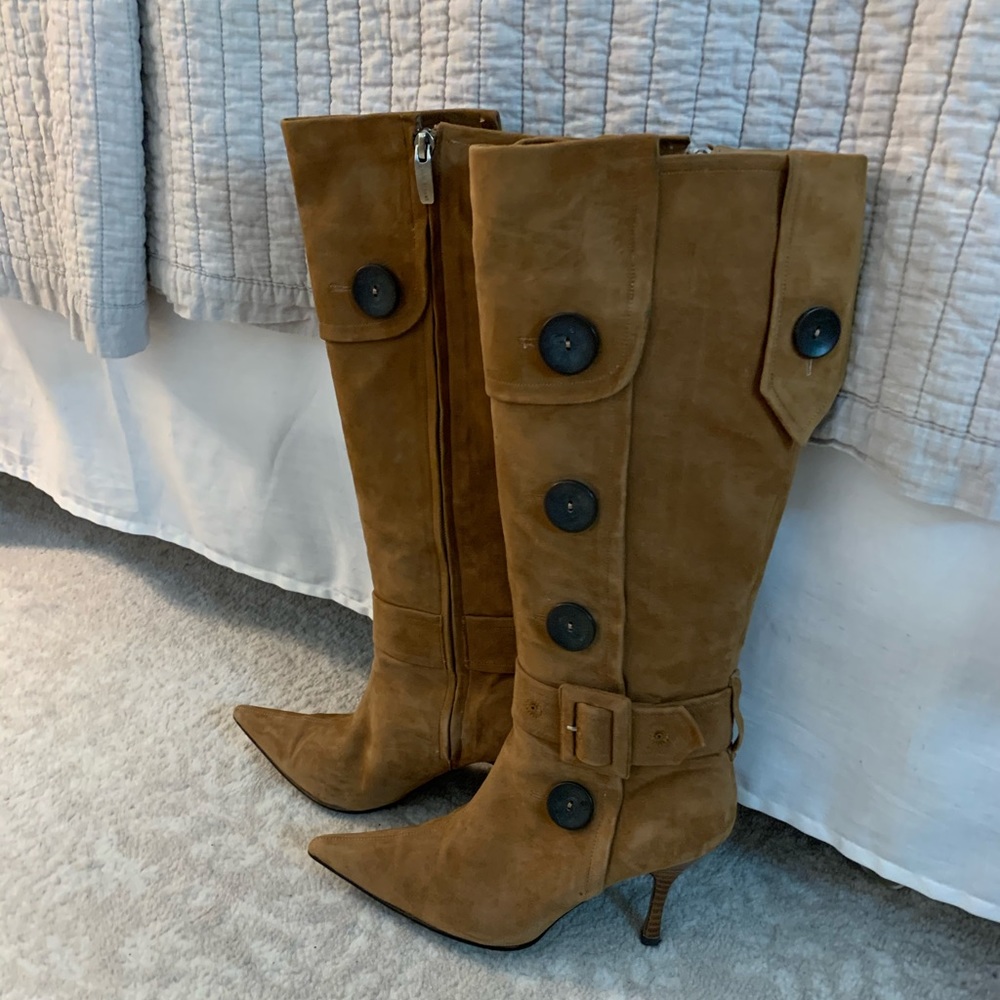 Tan Suede Knee-high Boots